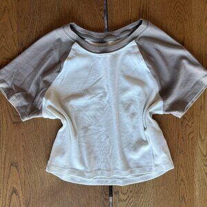 Hollister Cotton Crew Crop Baby Tee Short White Light Brown